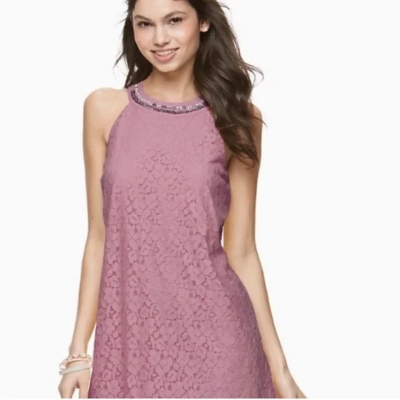 Candie's | Dresses | Candies Lace Dress With Embellished Neckline Halter  Womens Dress Size S | Poshmark